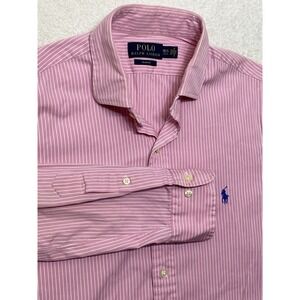 Polo Ralph Lauren Mens Slim Fit Striped Button Down Shirt Pink White 15.5 32/33